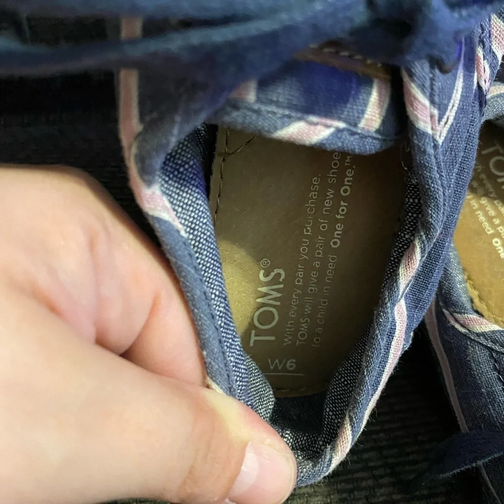 Toms Blue and White Striped Sneakers
